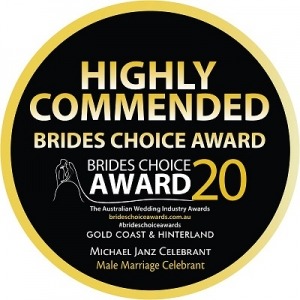 Brides Choice Highly Commended Award 2020 Sydney Celebrant Michael Janz